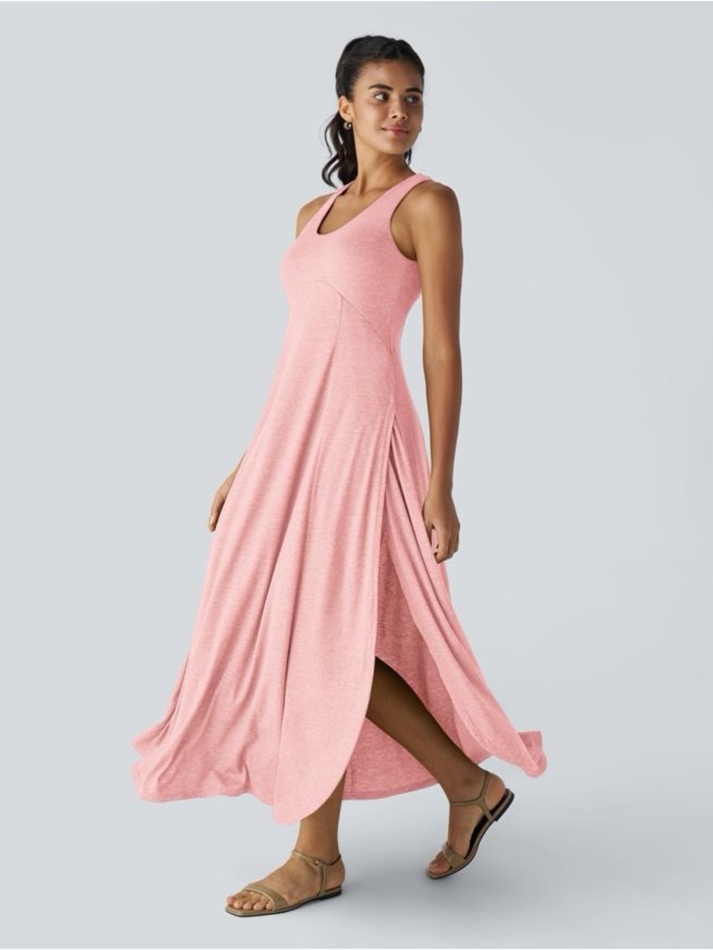 HALARA U Neck Flowy Maxi Casual Tank Dress L NWT